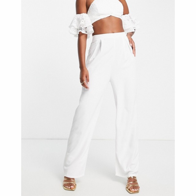 ジェイデッドローズ Jaded Rose レディース ボトムス・パンツ High Waist Wide Leg Trousers In White Co-Ord ホワイト