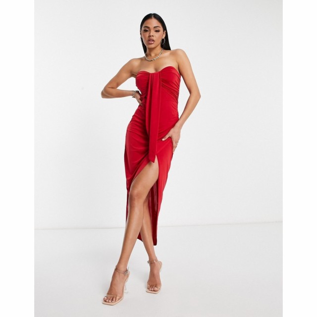 ジェイデッドローズ Jaded Rose レディース ワンピース バンドゥ ミドル丈 ワンピース・ドレス Bandeau Midi Red Drape レッド