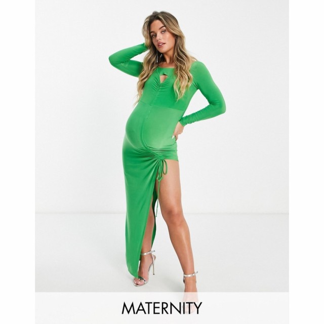 ジェイデッドローズ Jaded Rose Maternity レディース ワンピース マキシ丈 ワンピース・ドレス Bardot Maxi Dress In Meadow Green メド