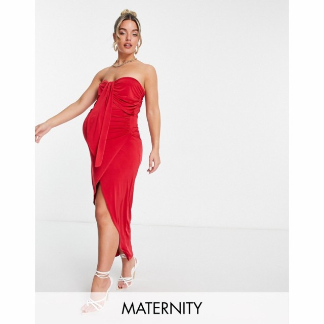 ジェイデッドローズ Jaded Rose Maternity レディース ワンピース バンドゥ ミドル丈 ワンピース・ドレス Bandeau Midi Red Drape レッド