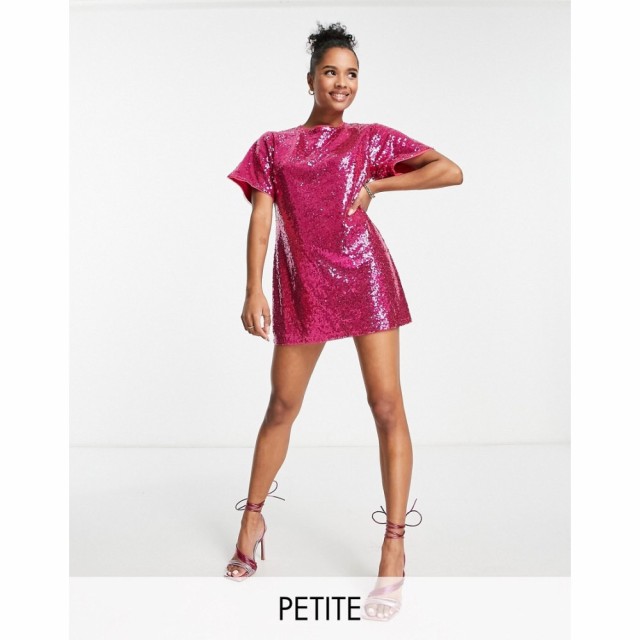 ジェイデッドローズ Jaded Rose Petite レディース ワンピース Tシャツワンピース ワンピース・ドレス T-Shirt Dress In Pink Sequin