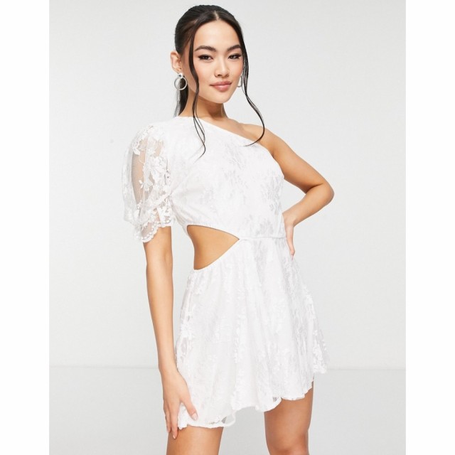 ジョンザック John Zack レディース オールインワン ショート ワンピース・ドレス One Arm Lace Playsuit In White ホワイト