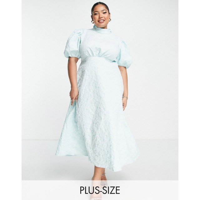 ジョンザック John Zack Plus レディース ワンピース ワンピース・ドレス Backless Puff Sleeve Dress In Baby Blue ブルー