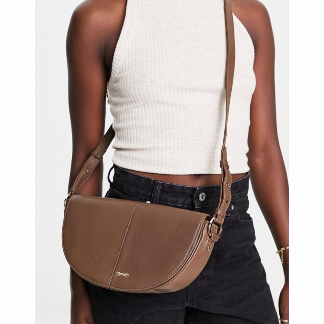 ポール コステロー Paul Costelloe レディース ショルダーバッグ バッグ Leather Half Moon Shoulder Bag In Brown ブラウン