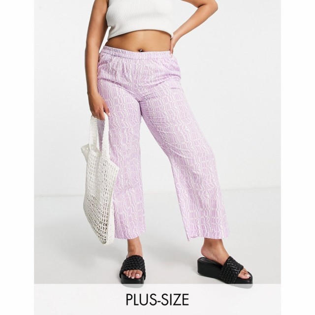 ヴェロモーダ Vero Moda Curve レディース ボトムス・パンツ Wide Leg Trouser Co-Ord In Lilac Print