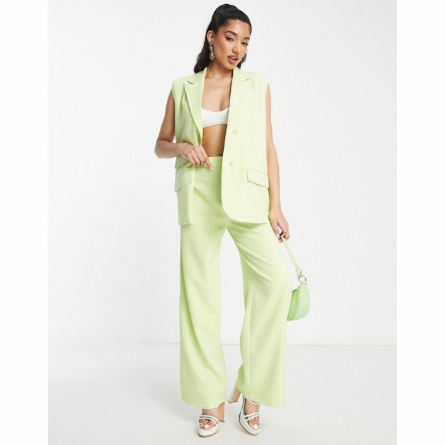 フローリック The Frolic レディース ボトムス・パンツ Relaxed Tailored Trousers With Split Hem In Soft Lime ライム