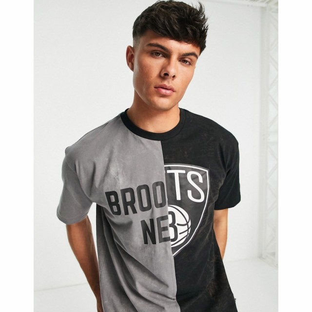 ニューエラ New Era メンズ Tシャツ トップス Brooklyn Nets Splice T-Shirt In Black ブラック