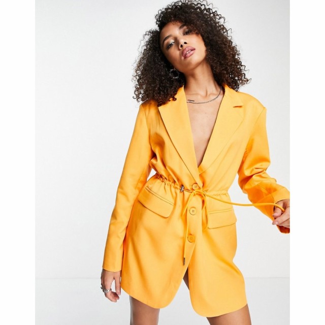 KYO レディース ワンピース ブレザー ワンピース・ドレス Kyo Blazer Dress With Draw Cord Waist Detail In Orange オレンジ