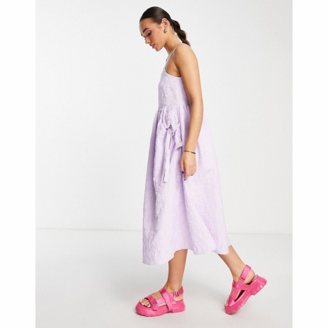 エイソス ASOS DESIGN レディース ワンピース キャミワンピ ワンピース・ドレス Cami Jacquard Bellow Pocket Midi Dress In Lilac ライ