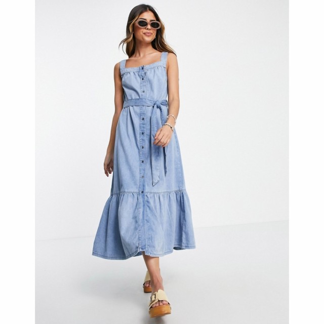 ノーバディーズ チャイルド Nobodys Child レディース ワンピース デニム Organic Cotton Dew Denim Belted Smock Dress In Mid Wash Blu