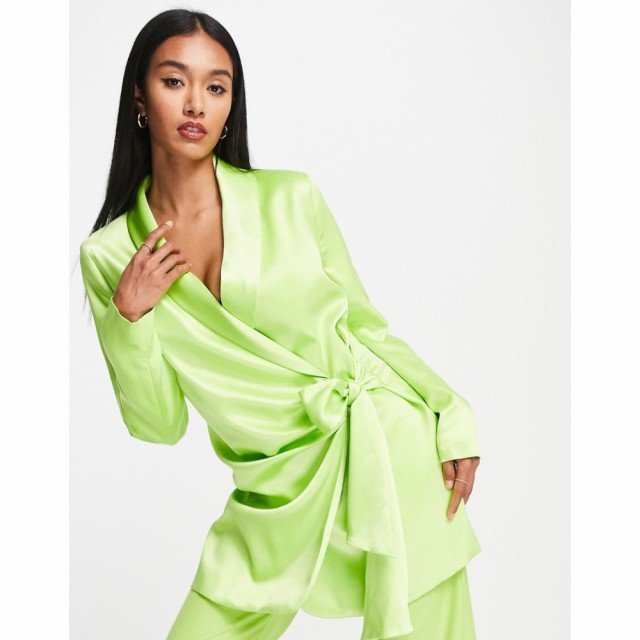 リバーアイランド River Island レディース スーツ・ジャケット アウター Co-Ord Satin Belted Blazer In Green グリーン