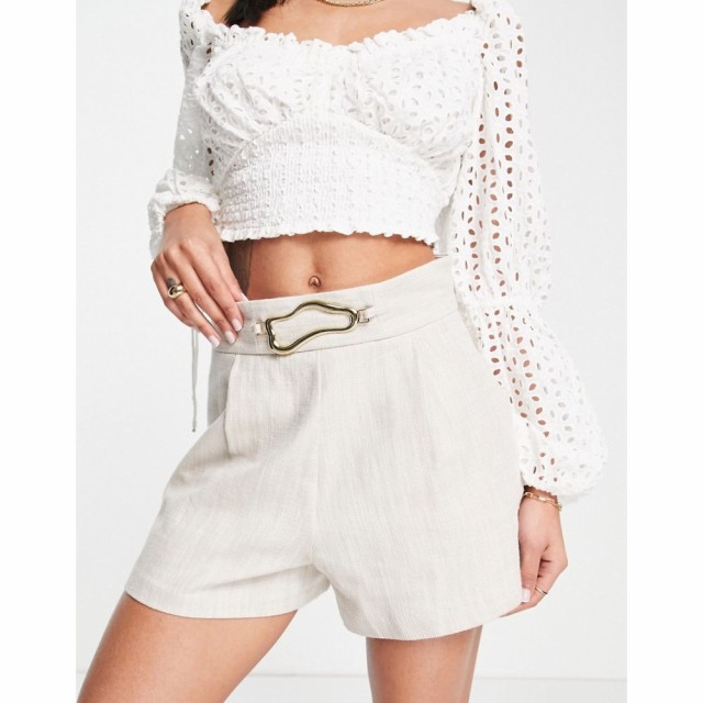 リバーアイランド River Island レディース ショートパンツ ボトムス・パンツ Co-Ord Natural Gold Trim Front Short In Beige ベージュ