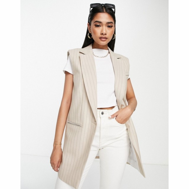 リバーアイランド River Island レディース ベスト・ジレ トップス Co-Ord Pinstripe Sleeveless Blazer In Beige ベージュ