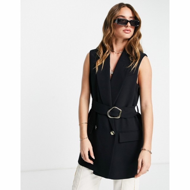 リバーアイランド River Island レディース ベスト・ジレ トップス Sleeveless Belted Blazer In Black ブラック