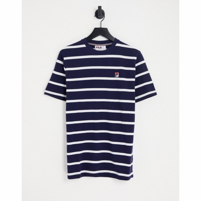 フィラ Fila メンズ Tシャツ トップス Striped T-Shirt With Logo In Navy And White ネイビー