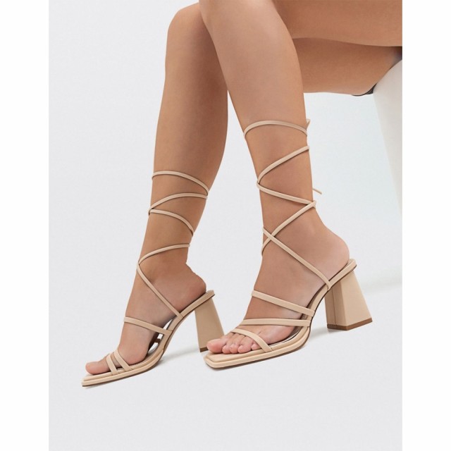 ストラディバリウス Stradivarius レディース サンダル・ミュール シューズ・靴 Strappy Block Heel Sandal In Cream クリーム