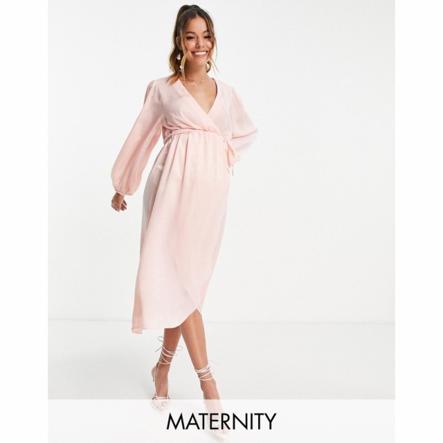 リバーアイランド River Island Maternity レディース ワンピース ラップドレス ミドル丈 ワンピース・ドレス Satin Wrap Midi Dress In