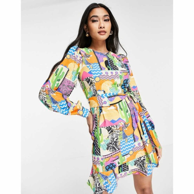 ネバーフリードレス Never Fully Dressed レディース ワンピース ミニ丈 ワンピース・ドレス Retro Cactus Print Mini Dress In Multi マ