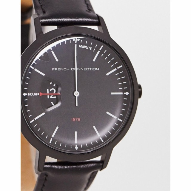 フレンチコネクション French Connection メンズ 腕時計 Real Leather Strap Watch In Black ブラック