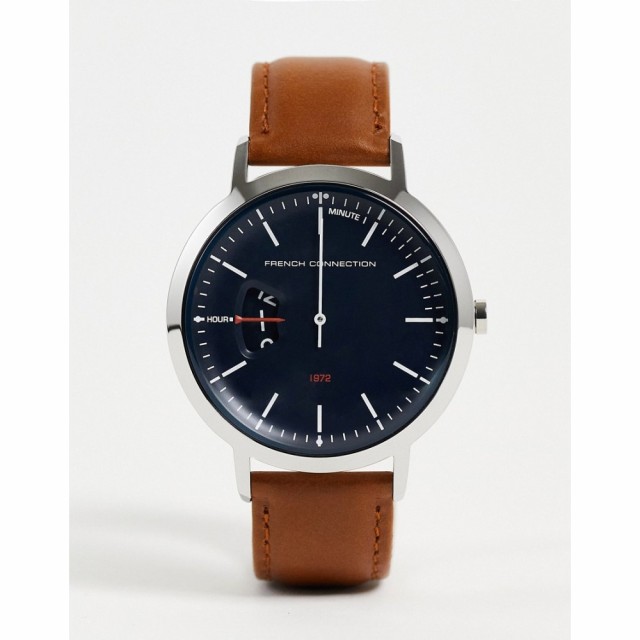 フレンチコネクション French Connection メンズ 腕時計 Real Leather Strap Watch In Brown With Navy Dial ブラウン