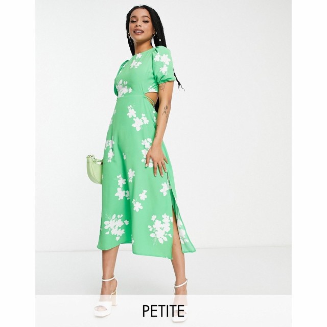 リバーアイランド River Island Petite レディース ワンピース ミドル丈 ワンピース・ドレス Cut Out Midi Dress In Green グリーン