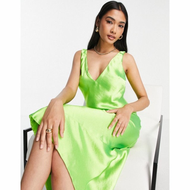 エイソス ASOS DESIGN レディース ワンピース スリップドレス ミドル丈 Bias Cut Satin Midi Slip Dress With Soft V Neckline Detail In