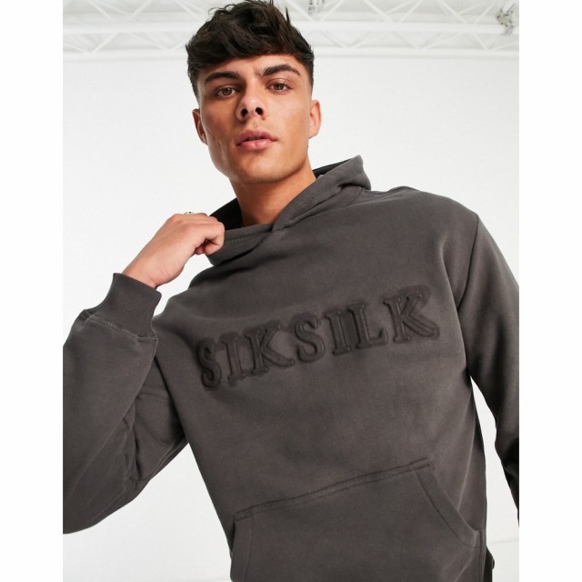 シックシルク SikSilk メンズ パーカー トップス Siksilk Co-Ord Oversized Hoodie In Washed Black ブラック