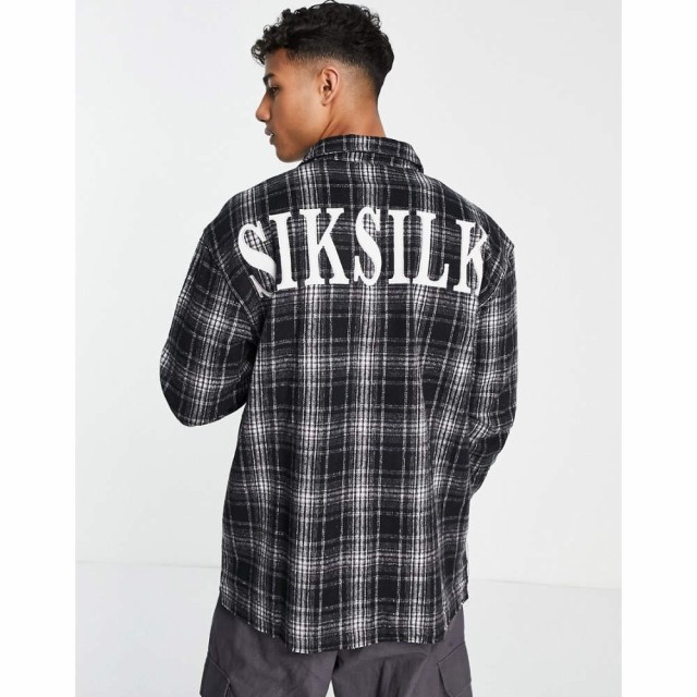 シックシルク SikSilk メンズ シャツ ネルシャツ トップス Siksilk Long Sleeve Flannel Shirt In Checked Black ブラック