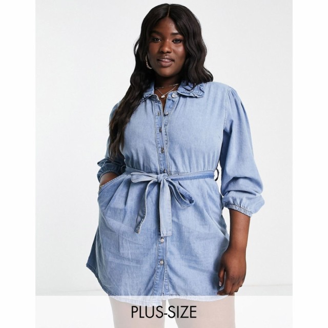 ノーバディーズチャイルド Nobodys Child Plus レディース ワンピース デニム Phoenix Organic Cotton Denim Belted Shirt Dress In In B