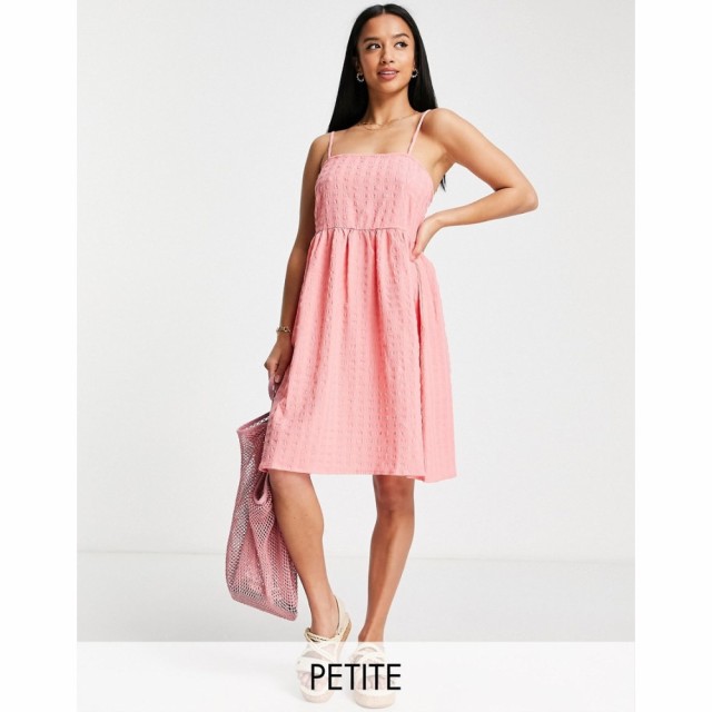 ピーシーズ Pieces Petite レディース ワンピース キャミワンピ ワンピース・ドレス Textured Mini Cami Smock Dress In Pink ピンク