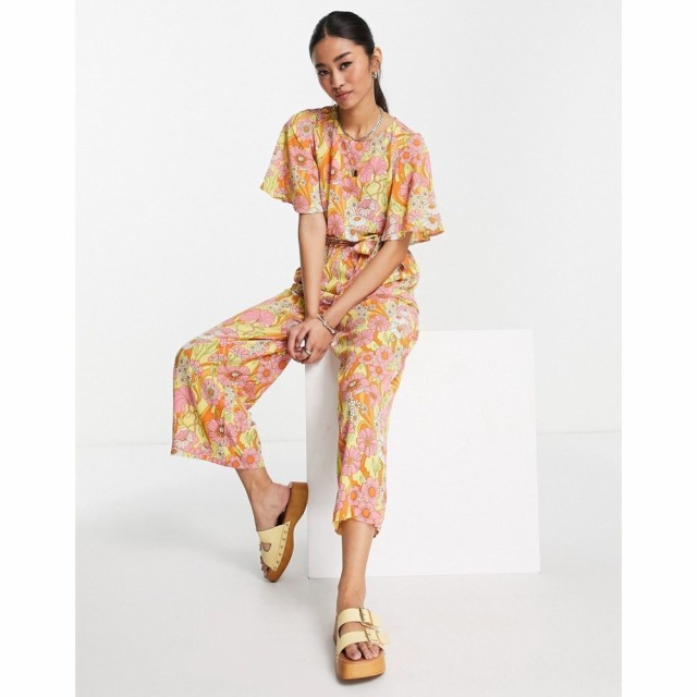 モンキ Monki レディース オールインワン ジャンプスーツ ワンピース・ドレス Short Sleeve Tie Front Jumpsuit In Retro Floral マルチ