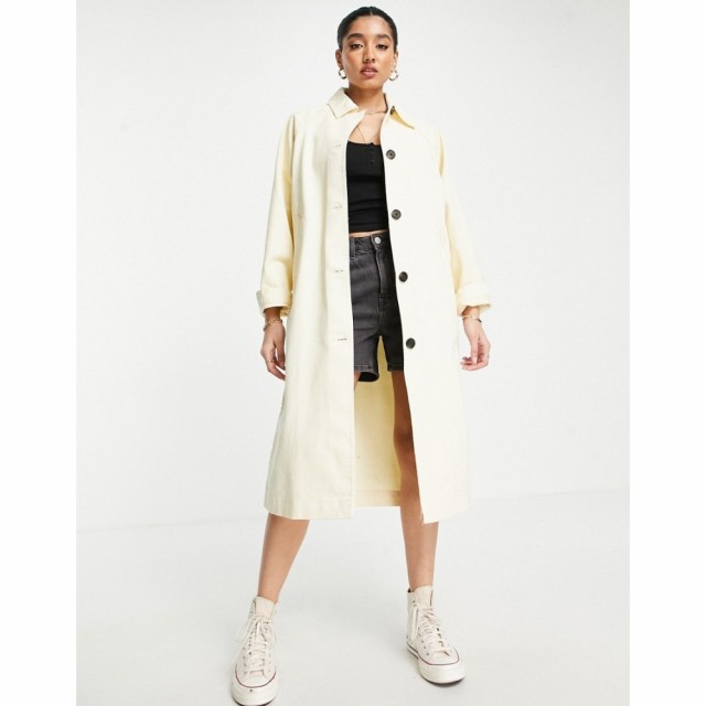 モンキ Monki レディース コート アウター Cotton Collared Coat In Pastel Yellow イエロー