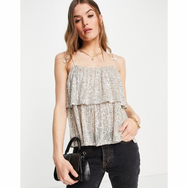 リバーアイランド River Island レディース スリップ・キャミソール インナー・下着 Sequin Cami Top In Silver シルバー