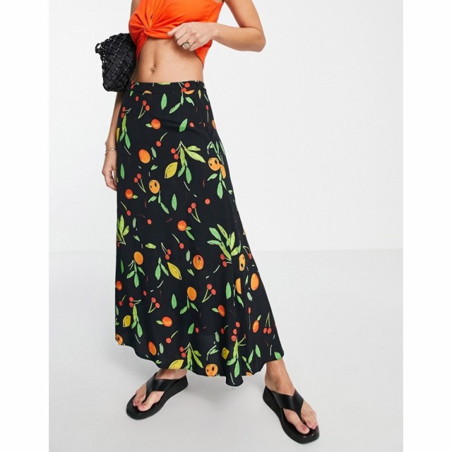 ホイッスルズ Whistles レディース ひざ丈スカート スカート Fruit Print Floaty Midi Skirt In Black ブラック/マルチ