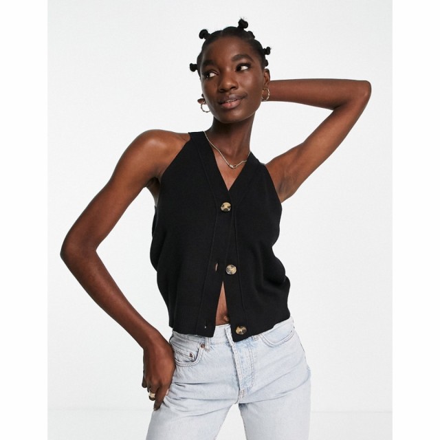 ホイッスルズ Whistles レディース タンクトップ トップス Button Through Knitted Vest Top In Black ブラック