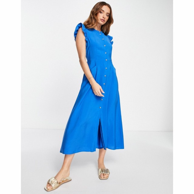 ホイッスルズ Whistles レディース ワンピース ワンピース・ドレス Frill Sleeve Button Down Midi Dress In Blue ブルー