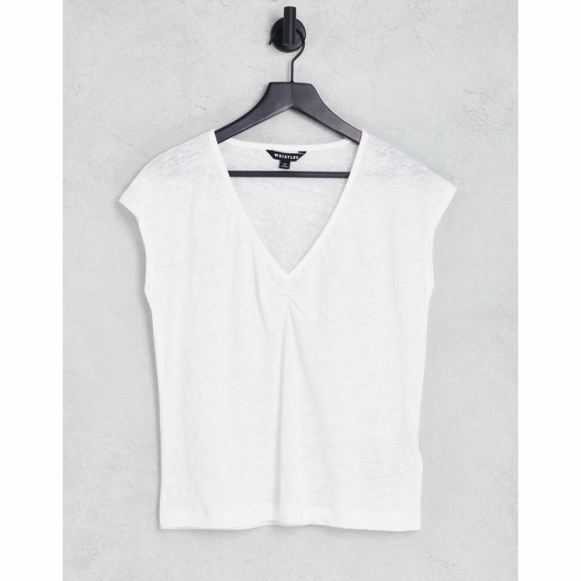 ホイッスルズ Whistles レディース Tシャツ トップス Ruched Front Linen T-Shirt In White ホワイト