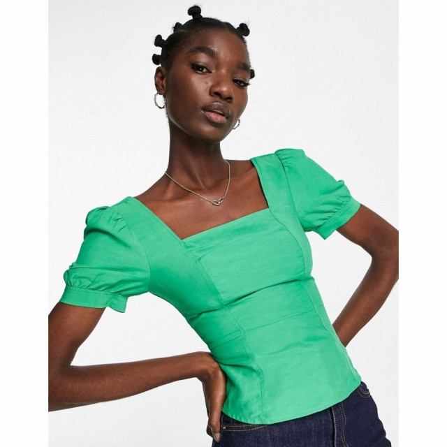 ホイッスルズ Whistles レディース トップス Puff Sleeve Structured Top In Green グリーン