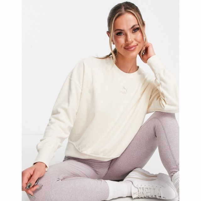 プーマ Puma レディース スウェット・トレーナー トップス Classics Towelling Sweatshirt In Off White オフホワイト