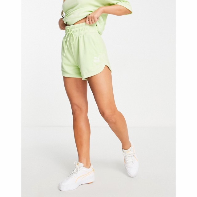 プーマ Puma レディース ショートパンツ ボトムス・パンツ Classics Towelling Shorts In Lime Green ライムグリーン