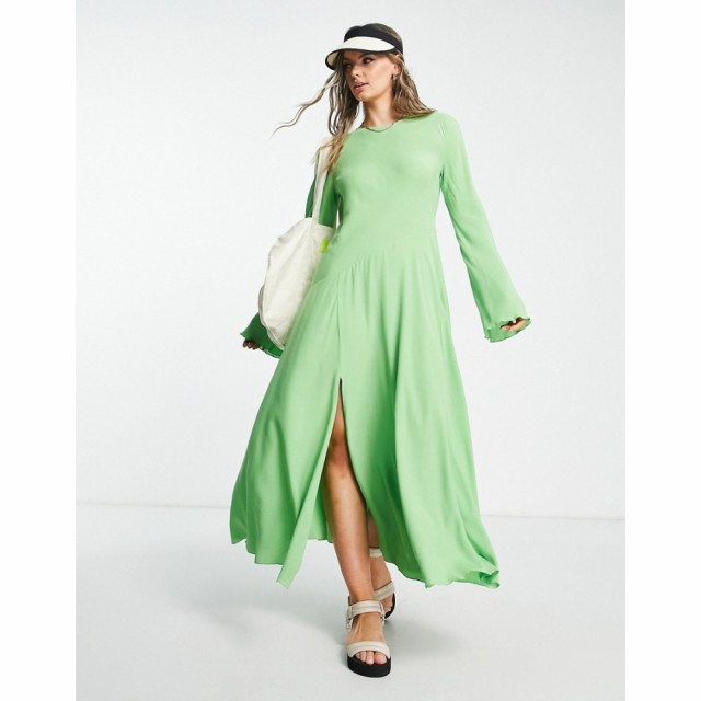 ウィークデイ Weekday レディース ワンピース ミドル丈 ワンピース・ドレス Open Back Midi Dress In Lime Green グリーン