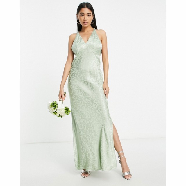 トップショップ Topshop レディース パーティードレス スリップドレス ワンピース・ドレス Bridesmaid Heart Jacquard Slip Dress In Sag