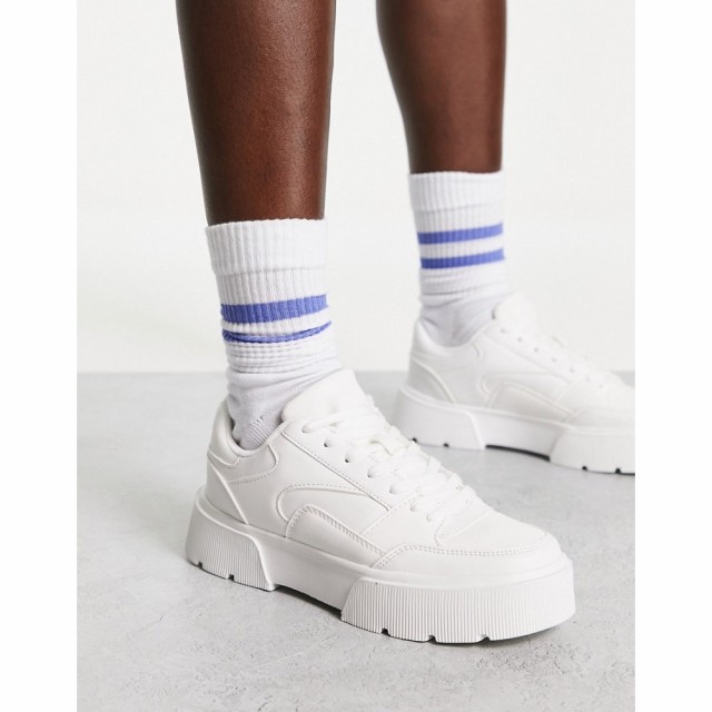 プルandベアー PullandBear レディース スニーカー シューズ・靴 Chunky Trainer In White ホワイト