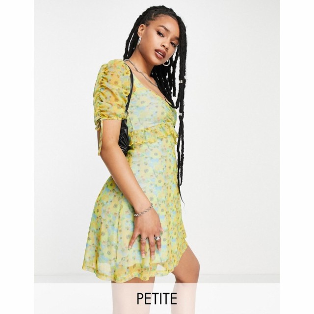 トップショップ Topshop Petite レディース ワンピース ミニ丈 ワンピース・ドレス Neon Floral Mini Tea Dress In Multi マルチカラー