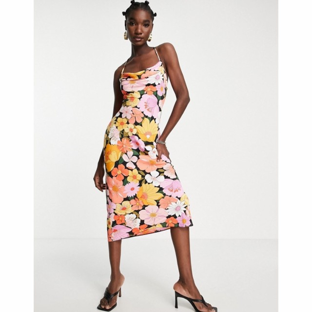 リバーアイランド River Island レディース ワンピース スリップドレス ワンピース・ドレス Tie Back Slip Dress In Floral マルチカラー