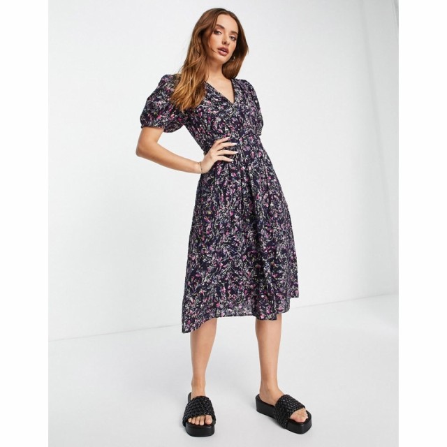 フレンチコネクション French Connection レディース ワンピース Vネック ミドル丈 Printed Floral Cotton V Neck Midi Dress ユーティリ