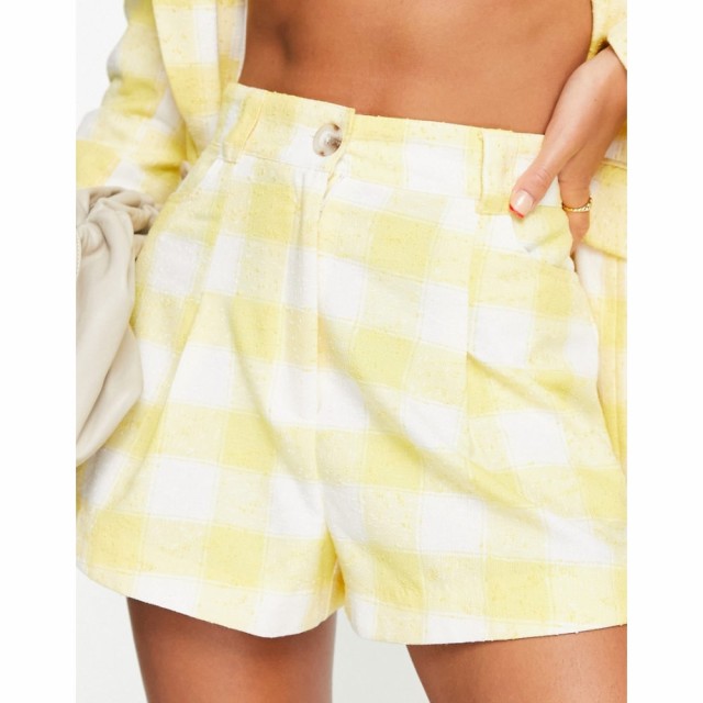 リバーアイランド River Island レディース ショートパンツ ボトムス・パンツ Co-Ord Flare Short In Light Yellow Check