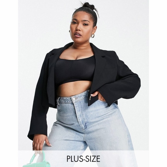 リバーアイランド River Island Plus レディース スーツ・ジャケット アウター Cropped Blazer In Black ブラック