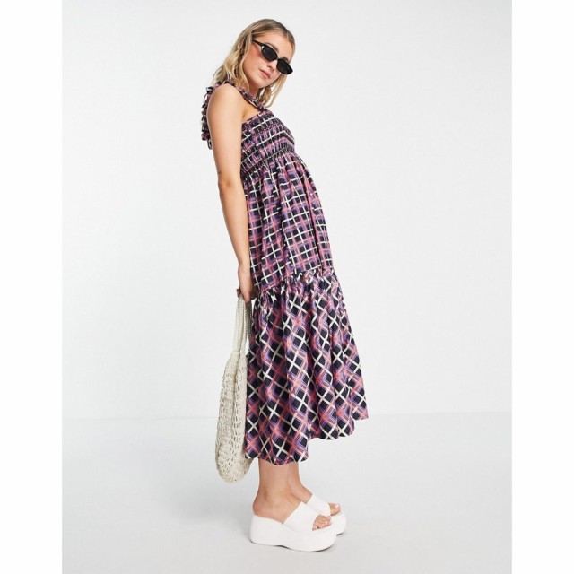 フレンチコネクション French Connection レディース ワンピース ワンピース・ドレス Aggie Check Printed Tafita Smock Dress マルチカ