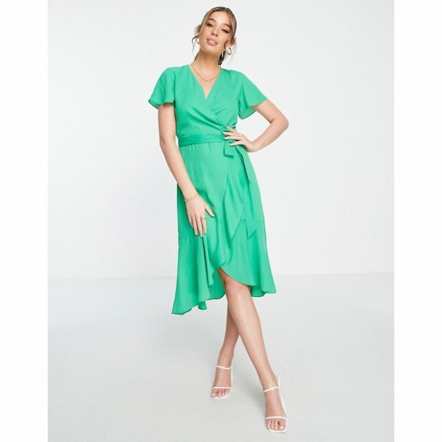 スタイルチート Style Cheat レディース ワンピース ラップドレス ミドル丈 ワンピース・ドレス Wrap Midi Dress In Vibrant Green